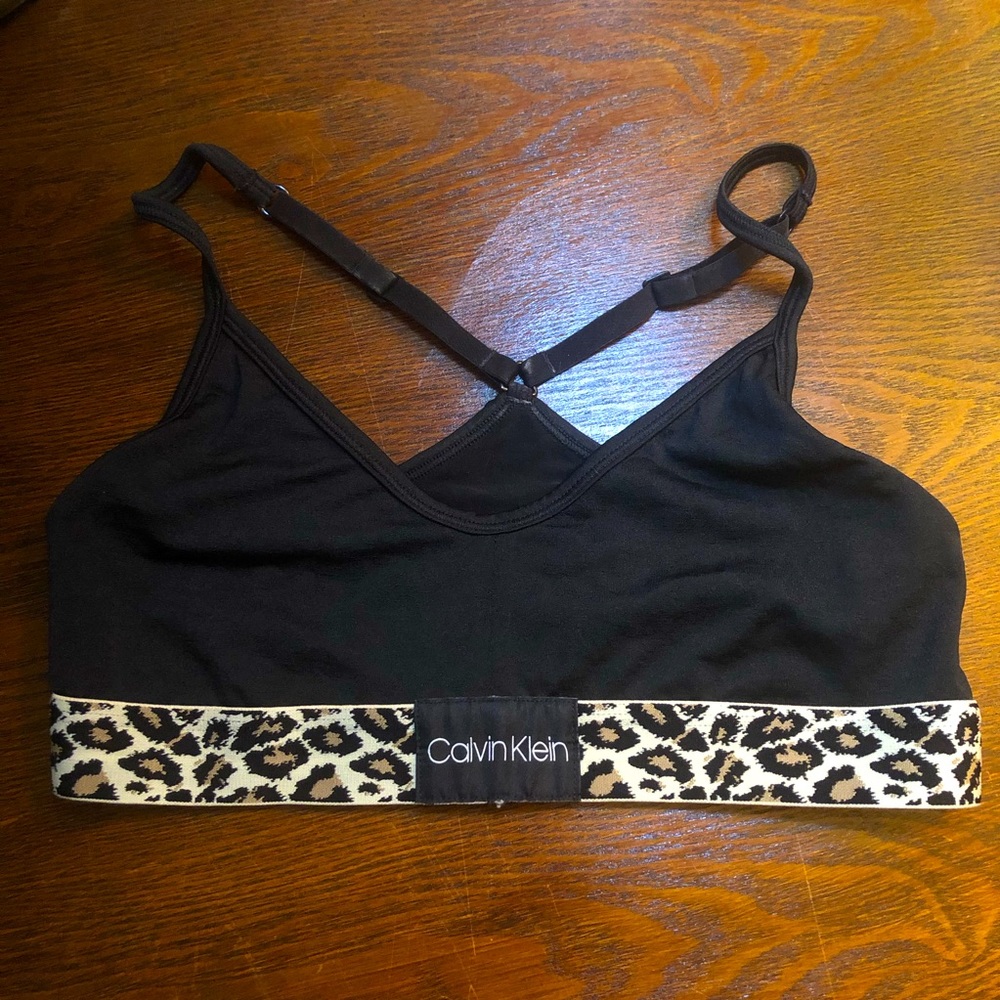 Calvin Klein black leopard sports bra 34B